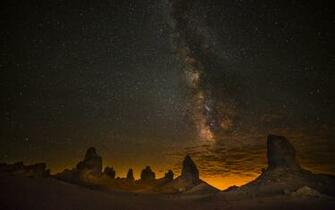 Rocks Night Sky Stars The Milky Way Wallpaper Photos Pictures
