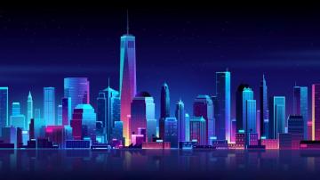 Wallpaper 4k New York Buildings City Night Minimalism