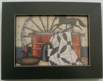 Primitive Folk Art Pictures Pat Pearson Framed Country Picture
