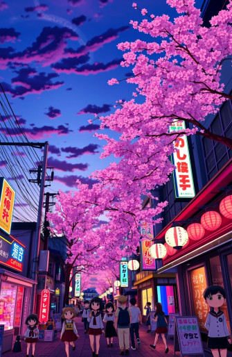 Japanese Anime Street 1080p Wallpaper