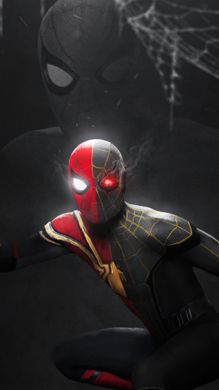 Spider Man No Way Home Black Gold Suit Wallpaper iPhone Phone 4k