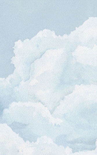 Light Blue Cloudy Sky Watercolour Wallpaper Mural Hovia Uk