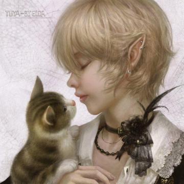 Fantasy Girl Beautiful Fairy Blonde Cute Short Hair Cat