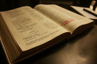 HD Wallpaper Opened Book On Black Surface Bible Text