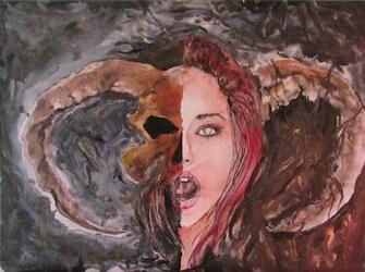 Lucifera Glossy Print Beautiful Demon Woman Divided In