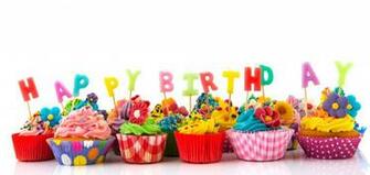 Happy BirtHDay Cupcakes Colorful Wallpaper