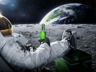 Astronaut Drinking Beer On The Moon HD Wallpaper And