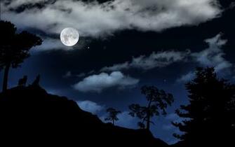 Wolf Full Moon Wallpaper