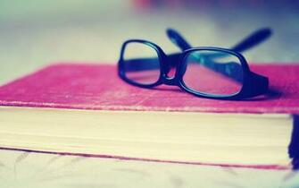 Glasses On Book Widescreen HD Wallpaper