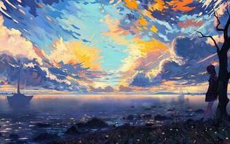 Colorful Anime Scenery Wallpaper Top