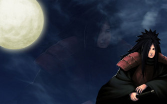 Clouds Moon Naruto Shippuden Armor Red Eyes Uchiha Madara Swords