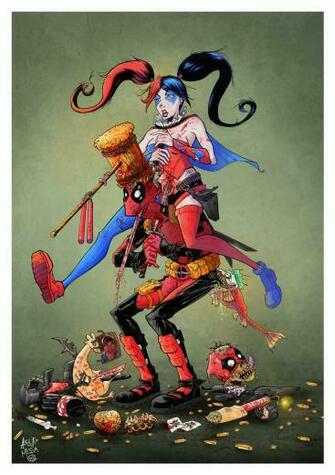 Deadpool And Harley Quinn By Arturomesa Comic