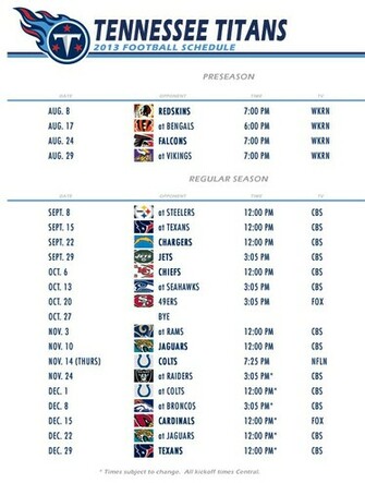 Tennessee Titans Schedule