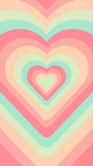 Pastel Rainbow Layered Hearts Aesthetic Wallpaper
