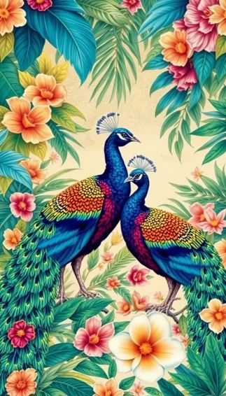 Wallpaper With Peacocks