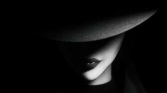 Wallpaper Girl Hat Bw Dark Shadows Full HD