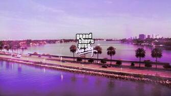Grand Theft Auto Vice City Road Pink Logo Sea Lake Pc Gaming