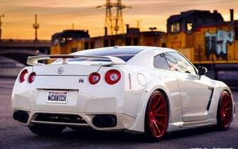 Nissan Gt R White Back Red Wheels Sky Sunset Tuning Supercar Supercars