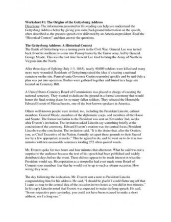 Worksheet The Origins Of Gettysburg Address Directions By
