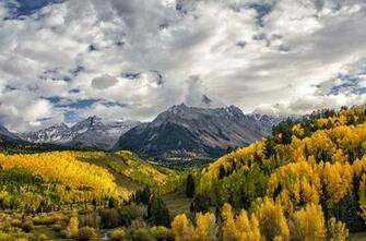Colorado Fall Mountains Forest Clouds Autumn Wallpaper Background