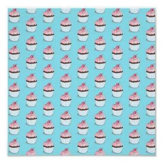 Cute Cupcakes On Blue Background Photograph