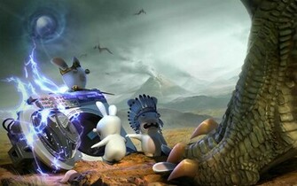 Prehistoric Action Games Wallpaper Image Featuring Rayman Raving