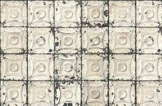 Wallpaper Designed To Mimic The Look Of Vintage Painted Tin Tiles