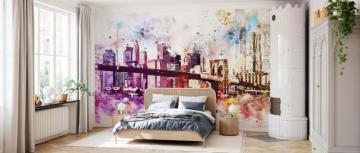Nyc Watercolor New York Dreams Trendy Wall Mural Photowall