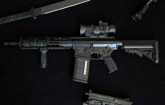 Wallpaper Gun Weapons Knife Flashlight Automatic Rifle Dmr