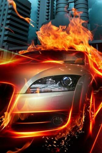 Fire Car Effect iPhone HD Wallpaper