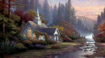 Thomas Kinkade Wallpaper Paintings Art HD Desktop
