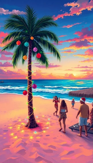 Christmas At The Beach Wallpaper