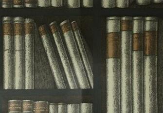 Ex Libris Wallpaper With Faux Book Design In Beige And Tan