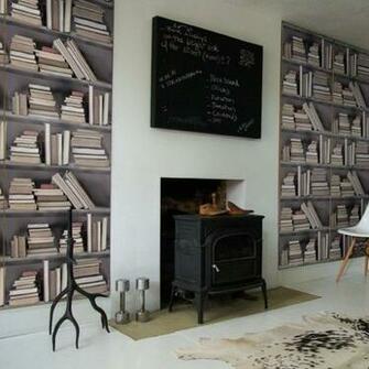 Vintage Bookshelf Wallpaper
