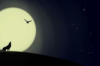 The Eagle Wolf And Moon Desktop Wallpaper By Blazingocean On