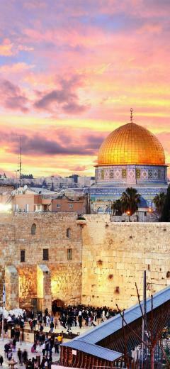 Jerusalem Israel City Buildings Church Street People Night