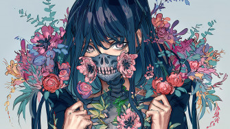 Anime Girl Mask Flower Digital Art 4k Wallpaper iPhone HD Phone 9450f