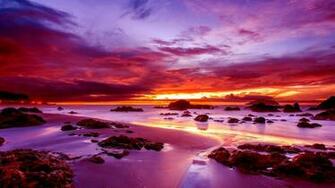 Wallpaper Sky Sunset Water Purple Ocean Nature Picsfab