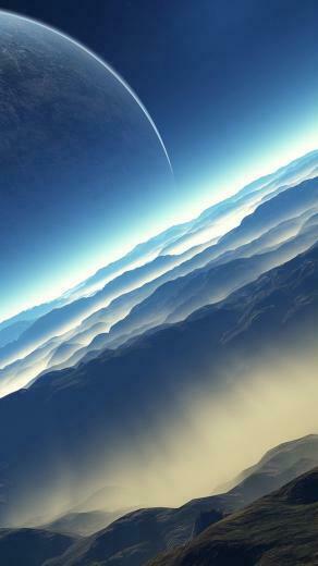 Blue Space Landscape iPhone Plus Wallpaper