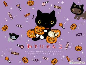 Kawaii Halloween Wallpaper With Kutusita Nyanko From San X Hawaii