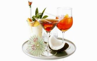 Wallpaper Tray Glasses Glass Cocktails Skewers Coconut