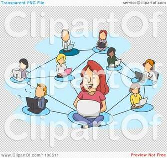 Clipart Network Of Socializing People And Laptops Over Blue