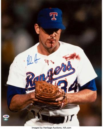 Nolan Ryan Signed Bloody Mouth Oversized Photograph