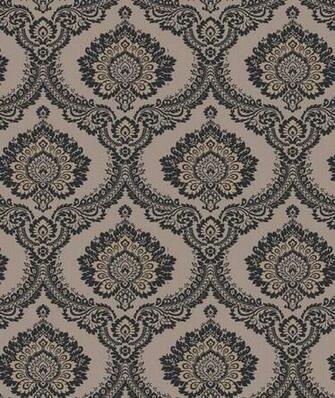 Quality Black Gold Color Register Velvet Victorian Damask Wallpaper