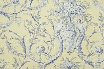 Wallpaper With Cherubs In White And Navy Blue On Strong Yellow