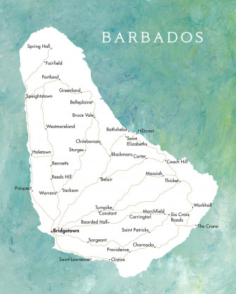 Map Of Barbados In Aquamarine Maps All Cities And