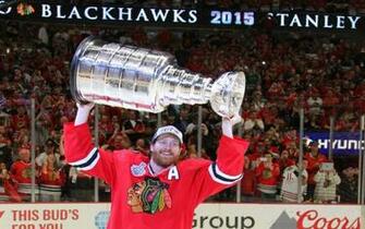 Chicago Blackhawks Defenseman Duncan Keith Hoists The Stanley Cup