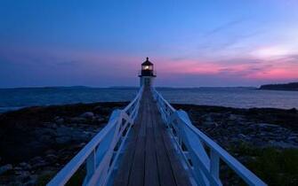 Sunset Sea Lighthouse Nature Landscape Wallpaper
