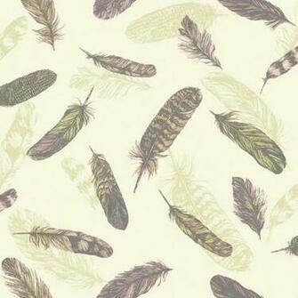 Vintage Plume Bird Feather Pattern Motif Textured Vinyl Wallpaper