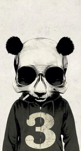 Bw Panda Skull iPhone Wallpaper Wallpaperz